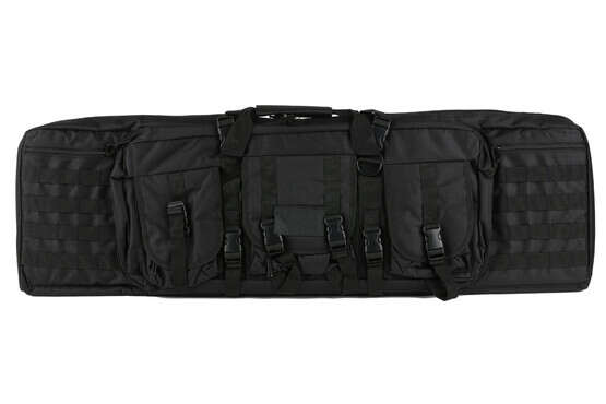 NcSTAR VISM 42" Double Carbine Case in Black features three exterior pockets with buckle closures